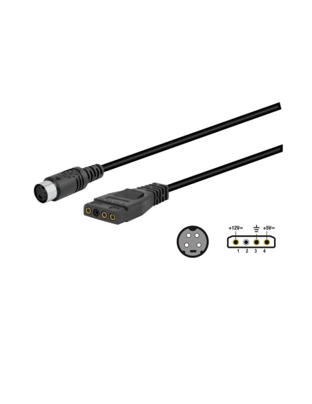 Conexión mini din hembra 4 pin a molex 3 pin
