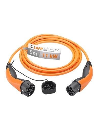 Cable de carga tipo 2, hasta 11 kW, 5 m, naranja