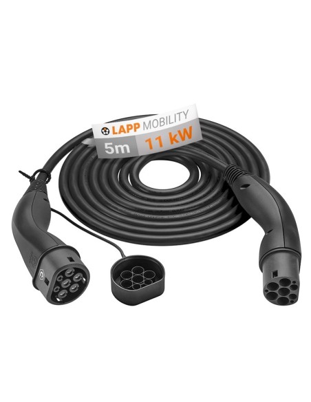 Cable de carga tipo 2 HELIX®, hasta 11 kW, 5 m, negro