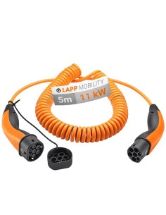 Cable de carga en espiral tipo 2, hasta 11 kW, 5 m, naranja