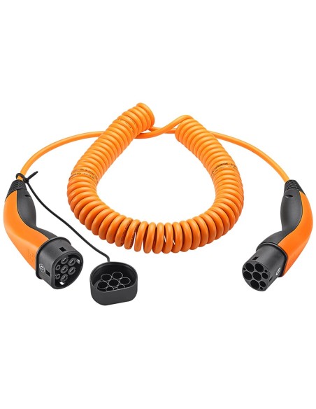 Cable de carga en espiral tipo 2, hasta 11 kW, 5 m, naranja