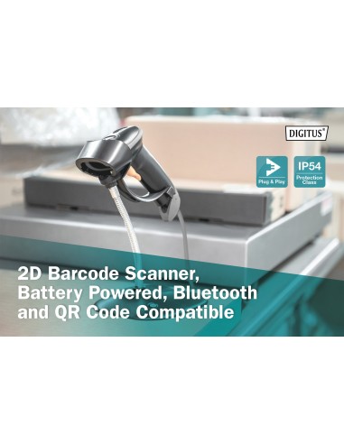 Escáner manual para códigos de barras 2D, con batería, compatible con Bluetooth y código QR