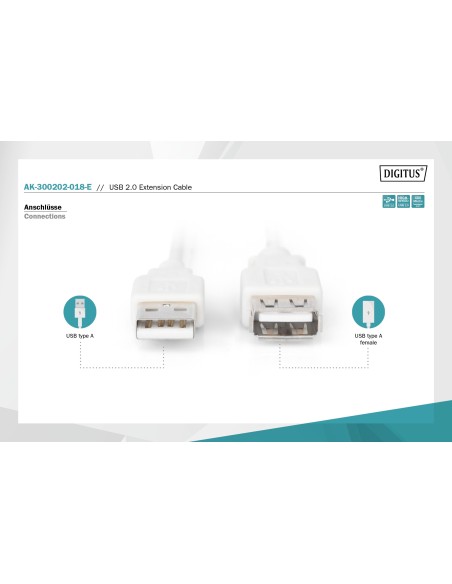 CABLE ALARGO USB 2.0 A M/H 1.8MTS