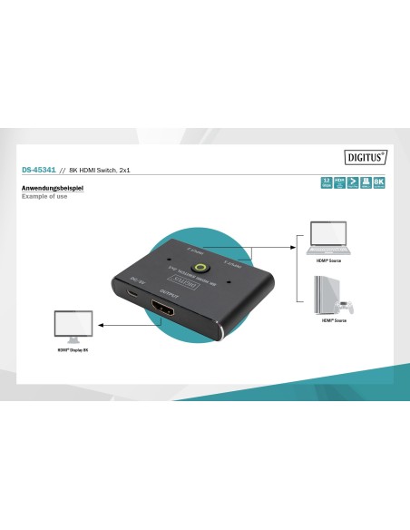 Conmutador 8K HDMI, 2x1