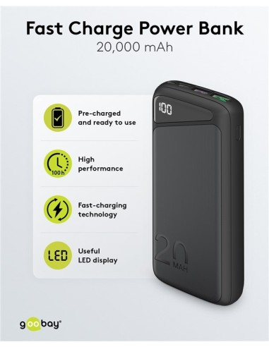 Batería externa de carga rápida de 20 000 mAh (USB-C™ PD, QC 3.0)