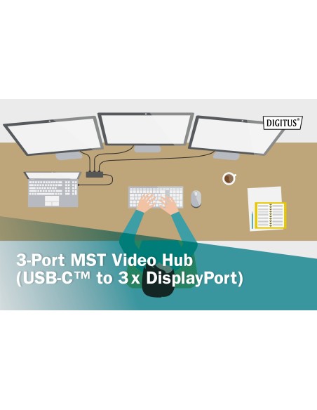 Hub de vídeo MST de 3 puertos USB-C a 3x DisplayPort