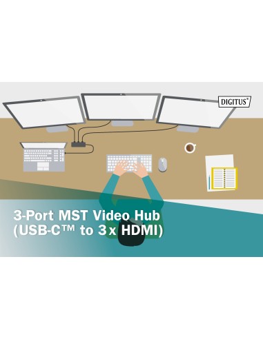 Hub de vídeo MST de 3 puertos USB-C a 3x HDMI