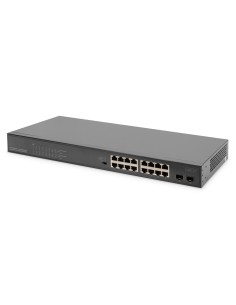 Conmutador PoE multimodo unmanaged de 16 puertos Gigabit + 2 puertos Gigabit SFP