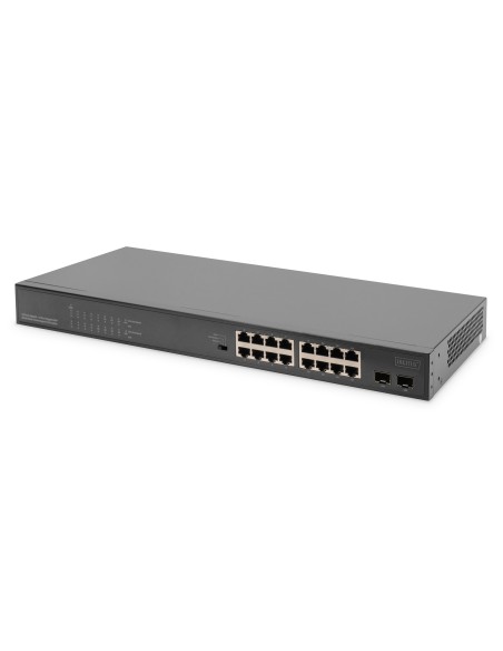Conmutador PoE multimodo unmanaged de 16 puertos Gigabit + 2 puertos Gigabit SFP