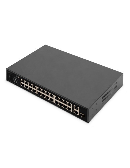 Conmutador FE PoE de 24 puertos, 2 puertos Uplink (SFP/RJ45)