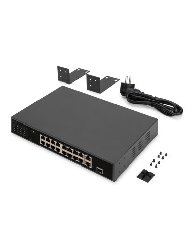 Conmutador FE PoE de 16 puertos, 2 GE Uplink (SFP/RJ45)