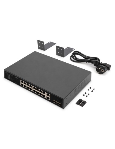 Conmutador 16+2 puertos 10/100/1000 Mbps + 2 Gigabit SFP PoE