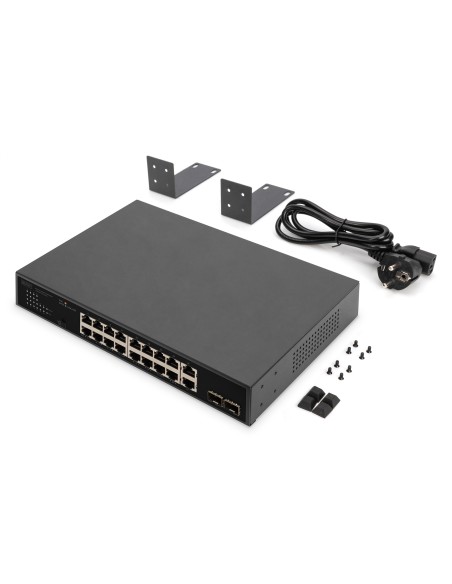 Conmutador 16+2 puertos 10/100/1000 Mbps + 2 Gigabit SFP PoE