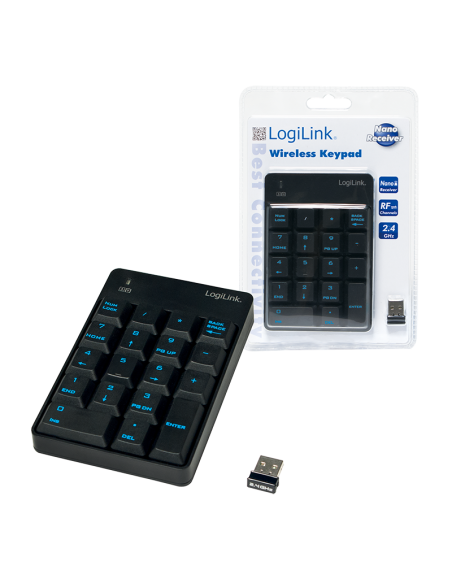 Teclado inalámbrico, 2,4 GHz, negro