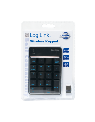 Teclado inalámbrico, 2,4 GHz, negro