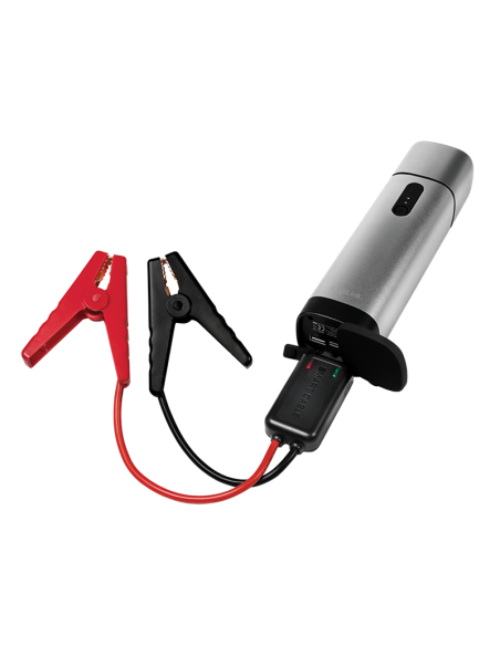 Batería Power bank externao de 10000 mAh, 2x USB-A, arrancador de batería para automóvil, gris metalizado