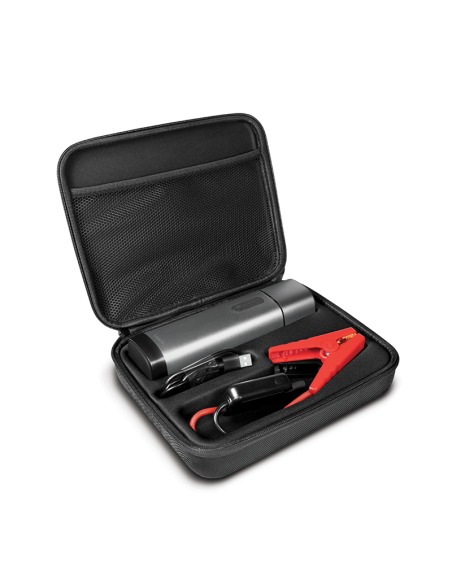 Batería Power bank externao de 10000 mAh, 2x USB-A, arrancador de batería para automóvil, gris metalizado