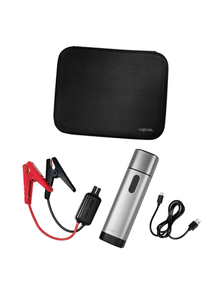 Batería Power bank externao de 10000 mAh, 2x USB-A, arrancador de batería para automóvil, gris metalizado