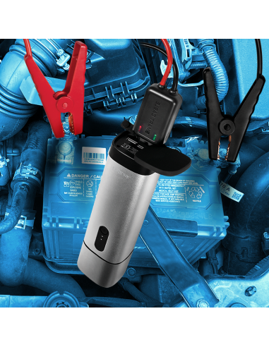Batería Power bank externao de 10000 mAh, 2x USB-A, arrancador de batería para automóvil, gris metalizado
