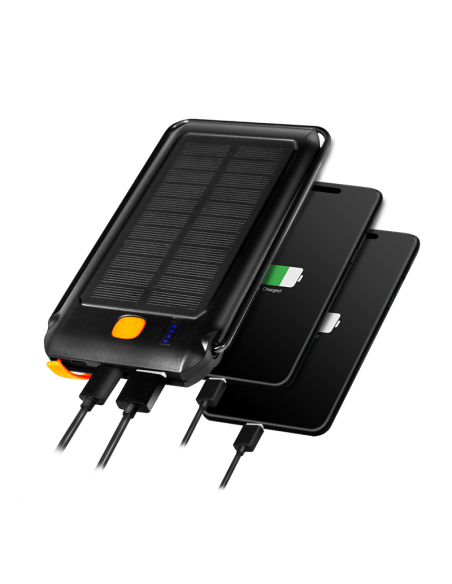 Power bank energía solar 10000 mAh, linterna, 2x USB-A QC y 1x USB-C PD