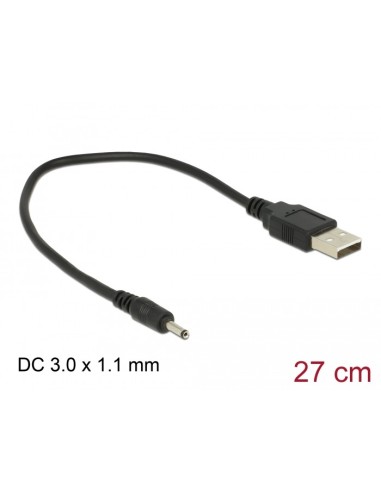 Cable USB-A Alimentación CC 3,0 x 1,1 mm macho 27 cm