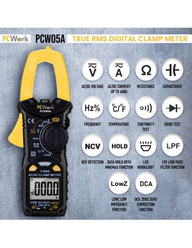 PINZA AMPERIMETRICA DIGITAL TRMS 600A AC/DC