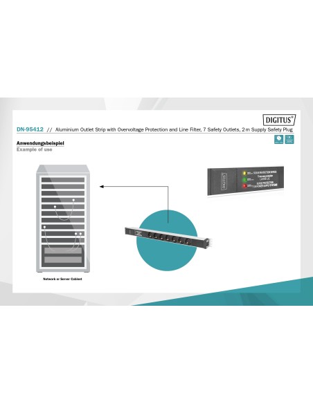 ta de enchufes con perfil de aluminio, toma de alimentación con 8 tomas de tierra, enchufe de seguridad con cable de 2 m