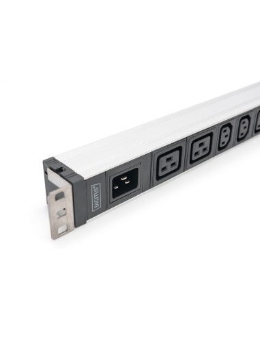 Regleta de enchufes con perfil de aluminio, 9 enchufes, entrada IEC C20