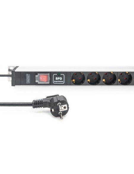 Regleta de 12 enchufes con conmutador, puesta a tierra y protección contra sobretensiones, de 2 m