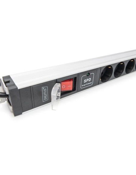 Regleta de 12 enchufes con conmutador, puesta a tierra y protección contra sobretensiones, de 2 m