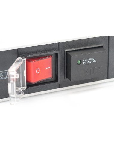Regleta de 7 enchufes con perfil de aluminio y conmutadores, cable de 2 m con protección de sobretensión