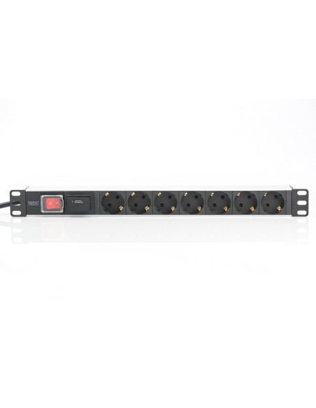 Regleta de 7 enchufes con perfil de aluminio y conmutadores, cable de 2 m con protección de sobretensión