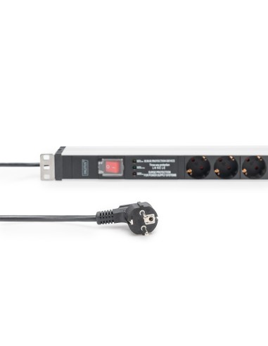 Regleta de 5 enchufes con conmutador, protección contra sobrecarga y filtro de red integrado de 2 m