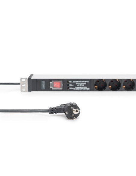 Regleta de 5 enchufes con conmutador, protección contra sobrecarga y filtro de red integrado de 2 m