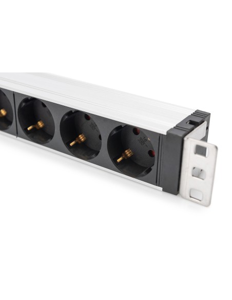 Regleta de 6 enchufes con protección contra sobrecarga, filtro de red integrado, contacto de puesta a tierra, de 2 m
