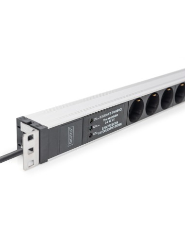 Regleta de 6 enchufes con protección contra sobrecarga, filtro de red integrado, contacto de puesta a tierra, de 2 m