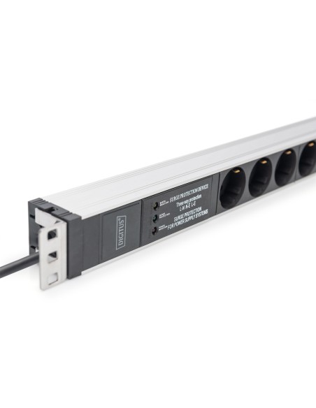 Regleta de 6 enchufes con protección contra sobrecarga, filtro de red integrado, contacto de puesta a tierra, de 2 m