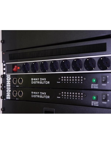 Base Múltiple - 8 Tomas - Schuko - Para Rack De 19"