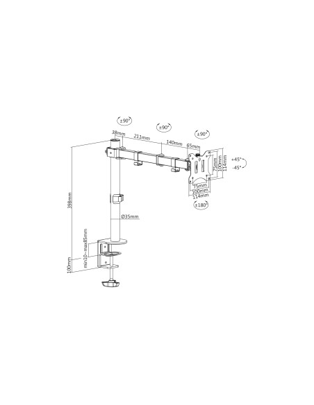 Soporte de monitor universal sencillo con fijación a presión