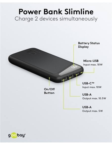 Powerbank Slimline 10.000 mAh