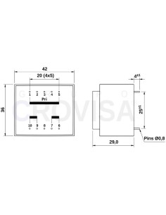 TRANSFORMADOR ENCAPSULADO PCB 2x6V 3.5VA 2x291mA 2