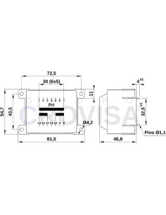 TRANSFORMADOR ENCAPSULADO PCB 2x9V 20VA 2x1.11A 2