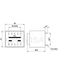 TRANSFORMADOR ENCAPSULADO PCB 2x18V 2.8VA 2x77mA 2