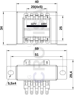 TRANSFORMADOR CONVENCIONAL 7.5V+7.5V 0.3A 2