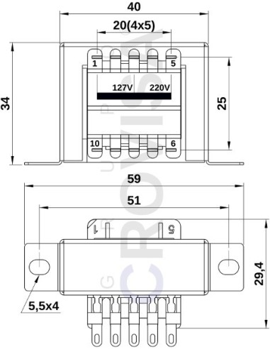 TRANSFORMADOR CONVENCIONAL 7.5V+7.5V 0.3A