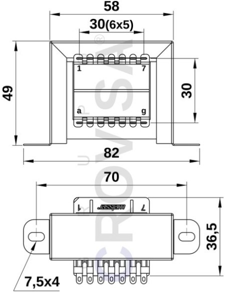 TRANSFORMADOR CONVENCIONAL 7.5V+7.5V 1A
