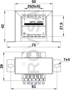 TRANSFORMADOR CONVENCIONAL 12V 0.5A 2