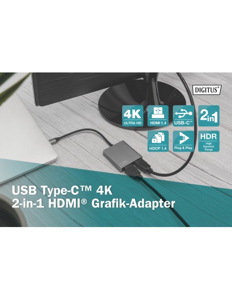 Adaptador gráfico USB Type-C 4K 2 en 1 HDMI
