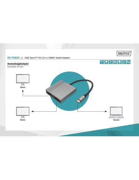 Adaptador gráfico USB Type-C 4K 2 en 1 HDMI