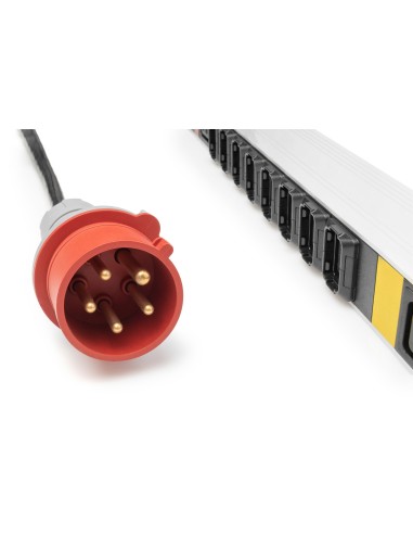 PDU IT básica, trifásica 16 A, 24 x C13, 3 x C19, cable de alimentación de 3 m, clavija IEC 60309 16 A